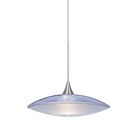 Besa Lighting Spazio Cord Pendant, Blue/Frost, Satin Nickel, 1x3W LED 1XT-6294BL-LED-SN